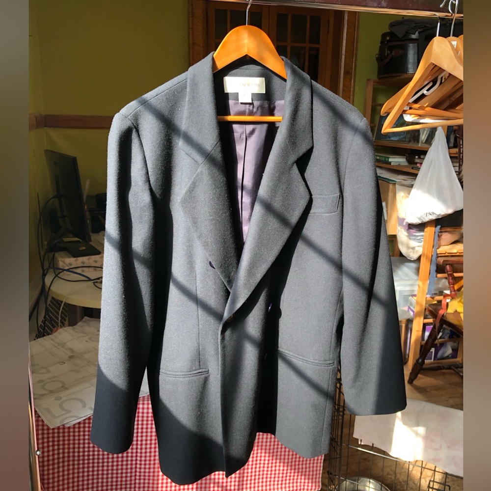 Vintage Navy Blue 100% Wool Blazer Jones New York - Picture 9 of 10